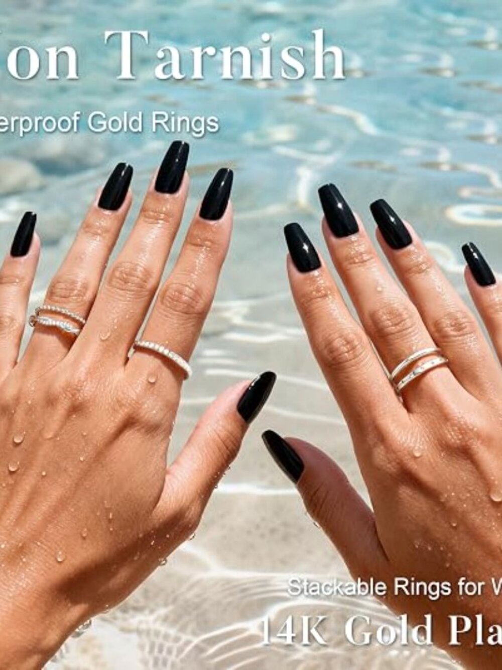 Turandoss Gold Stackable Rings Set for Women - Picture 2 of 7